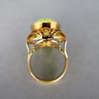 Gorgeous Art Deco gold ring with a huge yellow green spinel