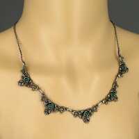 Beautiful Art Deco silver and chrysoprase collier necklace Austria