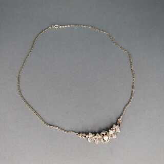 Schöne Art Deco Halskette Collier in Silber mit Perle und Markasiten