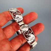 Gorgeous Art Nouveau silver link bracelet with leaf design from Norway 
