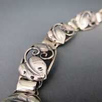 Antikes Jugendstil Armband in Silber mit Blattdekor aus Norwegen