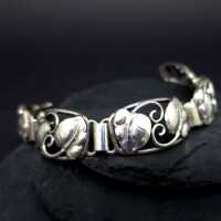 Antikes Jugendstil Armband in Silber mit Blattdekor aus Norwegen