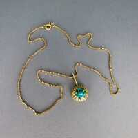 Gold pendant with genuine turqoise cabochons incl....