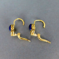 Wunderschöne Herz Ohrringe in Gold mit blauer Emaille und Sternchen aus Italien