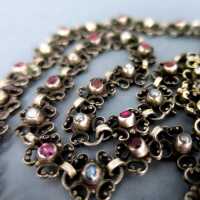 Antique renaissance revival collier in silver with torumaline and pearls