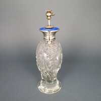 Art Deco perfume flask bottle in crystal glass, sterling...