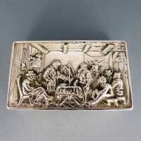Antique victorian silver box with dutch tavern scene 