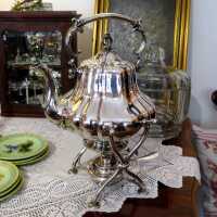 Wonderful Art Nouveau massive silver tilting tea pot Bruckmann Heilbronn 1900