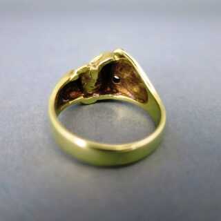 Massiver abstrakter Damen Gold Ring mit Brillant aus der Zeit des Modernismus