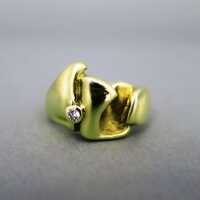 Massiver abstrakter Damen Gold Ring mit Brillant aus der...