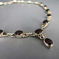 Beautiful silver collier necklace with deep red oval garnet stones cabochons