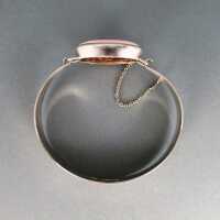 Modernist silver bangle with rose quartz by Kultaseppa Salovaara Finnland