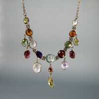 Wonderful necklace in silver with different colorful...