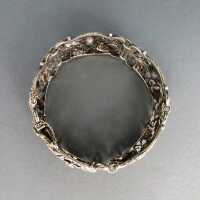 Wonderful open worked silver link bracelet with leaves and flowers 1930