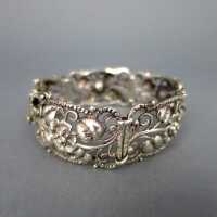 Wonderful open worked silver link bracelet with leaves...