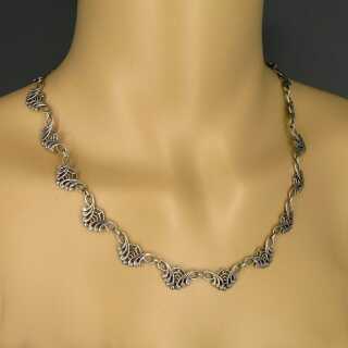 Wonderful abstract-floral Art Deco link collier necklace in silver