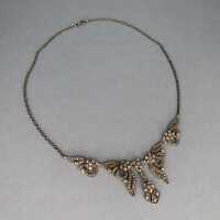 Gorgeous Art Deco sterling silver floral collier necklace with marcasites
