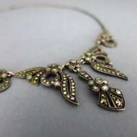 Gorgeous Art Deco sterling silver floral collier necklace with marcasites