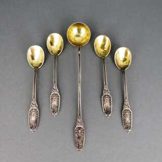 Antikes Silber und Gold Set Salzlöffel und Senflöffel Frankreich 19. Jahrhundert