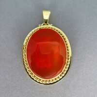 14 k yellow gold pendant with an antique intaglio carnelian stone with crown