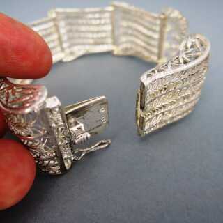 Art Deco Filigran Silber Armband reich durchbrochen in Handarbeit