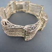 Art Deco 800 silver ornate filigree link panel bracelet 