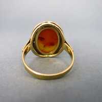 Beautiful 14 k gold ring with an oval honey amber cabochon Ostseeschmuck 