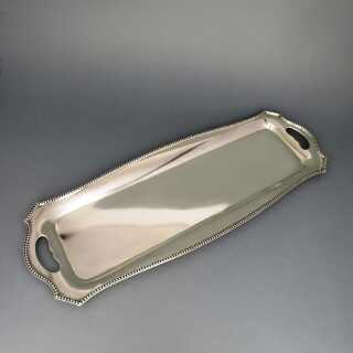 Elegant oblong massive silber tray with pearls frieze by Wilkens Bremen