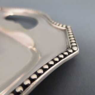 Elegant oblong massive silber tray with pearls frieze by Wilkens Bremen