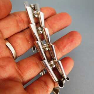 Modernist sterling silver link bracelet with geometrical elements