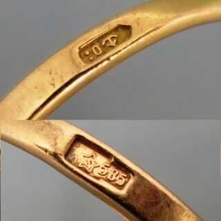 Interessant geformter abstrakter Ring um 1970 in Rotgold