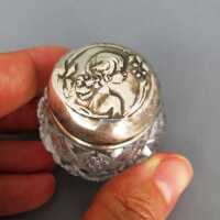 Charming Art Nouveau small trinket box in crystal glass and silver Steinhart & Co 