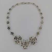 Magnificent Art Deco Silver Necklace with Abstract Flowers from Norway