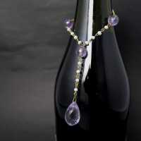 Art Deco necklace with amethyst and pearls in gold setting