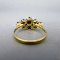Elegant vintage gold ring with red bohemian garnet stones 