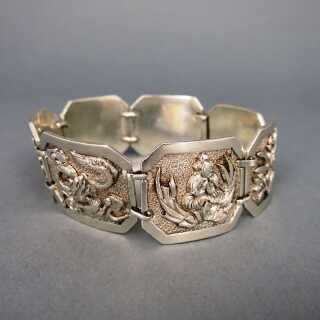 Schönes massives Silber Glieder Armband mit buddhistischen Symbolen