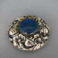 Antique Art Nouveau repusse belt buckle in silver with...