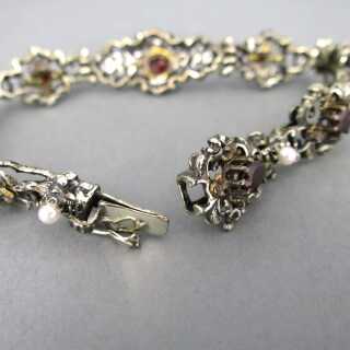 Prächtiges Armband in Silber und Gold mit Perlen und Turmalinen Bartel & Sohn