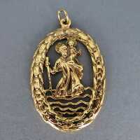 Massive gold pendant with Saint Christopher and Jesus child traveller protection