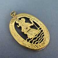Massive gold pendant with Saint Christopher and Jesus child traveller protection
