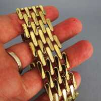 Elegantes breites Damen Backstein Armband Manschette in Gold geflochten