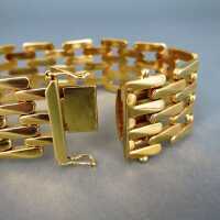 Elegantes breites Damen Backstein Armband Manschette in Gold geflochten