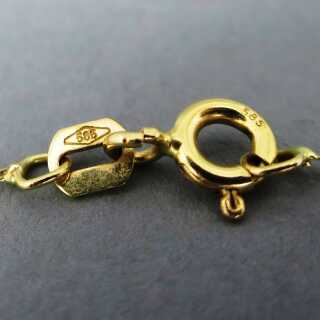 Antiker Jugenstil Gold Anhänger mit Kette besetzt mit Brillant Rubin und Perlen
