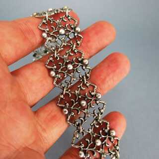 Filigran ornamental durchbrochenes Silber Trachten Armband 