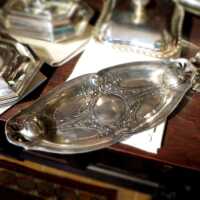 Art Nouveau new silver bowl wir rose relief Wellner & Söhne 1900