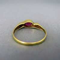 Antique gold ladys ring with big ruby and diamonds