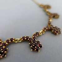 Beautiful collier necklace with red garnets in silver and gold Austria