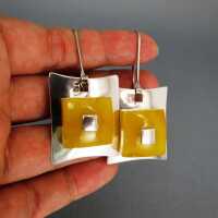 Gorgeous earrings in sterling silver with yellow egg yolk butterscotch amber