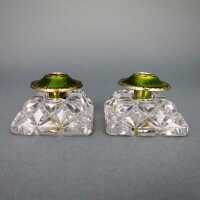 Art Deco candle sticks Theodor Olsen Norway silver enamel and crystal glass 