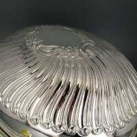 Elegant turnover becon dish on high feets  silver plated England 1900